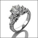 Engagement 1.5 round Center Hearts Ct Engraving Cubic Zirconia Cz Ring