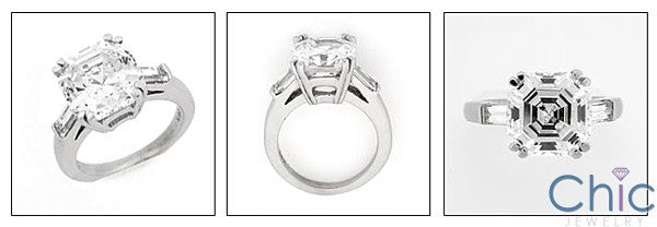 Engagement 5 Ct Asscher Ct Baguettes Cubic Zirconia Cz Ring