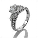 Engagement Round Cubic Zirconia Center Stone 6 Prong Cubic Zirconia Cz Ring