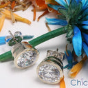 .75 Each Round Bezel Set Cubic Zirconia CZ Earrings