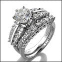 Matching Set Round 1 Ct Center 1.5 TCW Cubic Zirconia Cz Ring