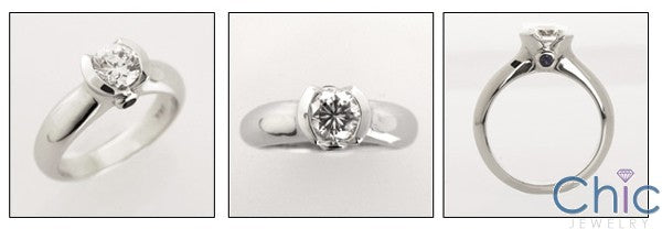 Solitaire 0.70 Ct Round in Half Bezel Cubic Zirconia Cz Ring