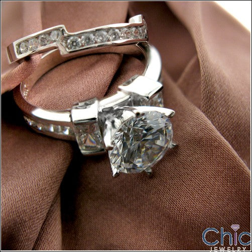 Engagement 1.5 Round Radiant chanell Cubic Zirconia Cz Ring