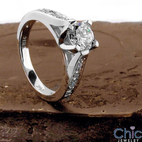 Engagement Ca dral Style .75 Round Center Cubic Zirconia Cz Ring