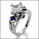 Engagement 1.25 Princess Center Sapphire Bezel Princess Cubic Zirconia Cz Ring