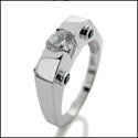 Half Carat RoundCubic Zirconia Channel Center 14k White Gold Ring
