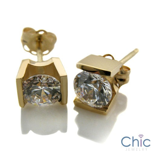 Round 2 Ct Channel Set Cubic Zirconia CZ Earrings