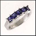 Anniversary 1 Ct Princess Sapphire 5 Stone Cubic Zirconia Cz Ring