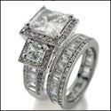 Matching Set 2.5 Princess Center 5 Ct Cubic Zirconia Cz Ring