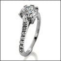 Engagement 1 Ct Round 4 Prong Center Pave Cubic Zirconia Cz Ring