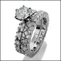 Matching Set 1 Ct Round Center Eternity Cubic Zirconia Cz Ring