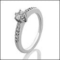 Engagement 0.30 Round Center Pave Cubic Zirconia Cz Ring