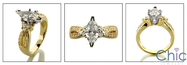 Engagement 1 Ct Marquise Center Pave Cubic Zirconia Cz Ring