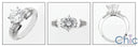 Engagement Round 2 Ct Center Tapered Baguettes Cubic Zirconia Cz Ring