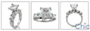 Engagement Princess 2 Ct Center HCt Engraved Shank Cubic Zirconia Cz Ring