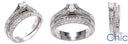 Matching Set 0.30 Round Center HCt Engraved Shanks Cubic Zirconia Cz Ring