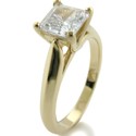Solitaire 1 Ct Princess Yellow Gold Cubic Zirconia Cz Ring