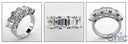 Cubic Zirconia Emerald Cut  5 Stone Ring 14k White Gold
