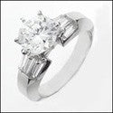 Engagement Round 2 Ct Center Tapered Baguettes Cubic Zirconia Cz Ring