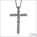 Cubic Zirconia Cz Cross .75 TCW Round Stone Share Prong Pendant