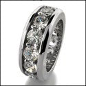 Mens Cubic Zirconia Eternity Ring Solid 14K White Gold
