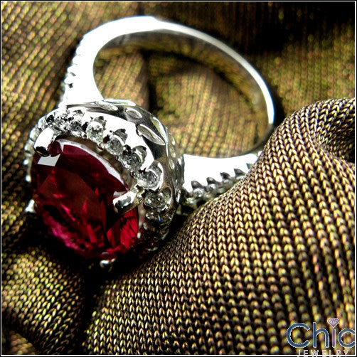 Estate 5 Ct Oval Ruby Cubic Zirconia Cz Ring