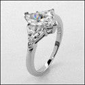 3 Stone 1 Ct . Marquise Ct Trillion Cubic Zirconia Cz Ring