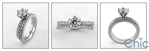 Matching Set 1 Round Center Pave Fitted Cubic Zirconia Cz Ring