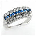 Estate 0.75 TCW Sapphire Carat Diamond Cubic Zirconia 14K White Gold Ring