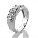 Wedding 6.5mm Shank Channel Baguettes Cubic Zirconia CZ Band