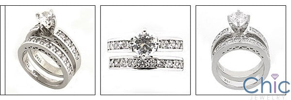 Matching Set 2.2 TCW Round ring Wedding Cubic Zirconia Cz Ring