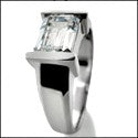 Solitaire 1.5 Emerald Channel Set Horizontally Cubic Zirconia Cz Ring