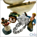 2 Ct Round Center Eternity Band Cubic Zirconia Engagement 14k White Gold Ring