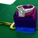 Engagement Emerald 1 Ct . Pave Bezel Cubic Zirconia Cz Ring