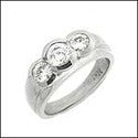 Anniversary 1.2 Total Carat Weight Round Half Bezels Cubic Zirconia 14K White Gold Ring