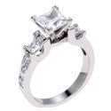 Engagement 2.25 TCW Princess Center Baguettes in Channel Cubic Zirconia Cz Ring