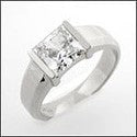 Solitaire 2 Ct . Princess in Channel Cubic Zirconia Cz Ring