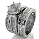 Matching Set 4.35 TCW Round Channel Double Cubic Zirconia Cz Ring