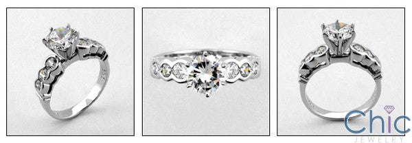 Engagement 1.25 Round Center Half bezel Set Cubic Zirconia Cz Ring