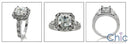 Cubic Zirconia Engagement Ring Princess 1.25 Center Halo Pave 14K White Gold