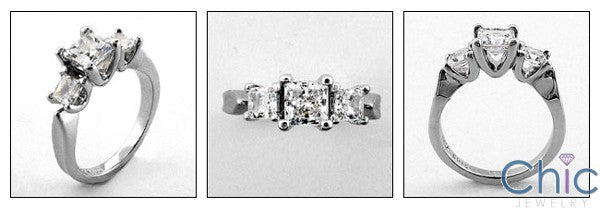 3 Stone 1.35 3 Princess in Prongs Cubic Zirconia Cz Ring