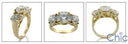 3 Stone Ring 2 Ct Round Center 1 Ct Round each Side Cubic Zirconia White / Yellow Gold Ring