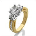 Engagement 1.25 Round Two Tone Channel Princess Cubic Zirconia Cz Ring
