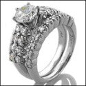 Matching Set 1 Ct Round Center 1.3 Ct Cubic Zirconia Cz Ring