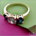 3 Stone 2 Round Sapphire Cubic Zirconia Cz Ring