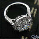 Round 4 Ct Center Cubic Zirconia Halo Pave Halo Cz Set 14K White Gold Ring