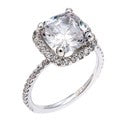 Engagement 3 Ct Cushion Halo Pave Narrow Cubic Zirconia Cz Ring