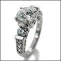 Engagement 1.25 Round Center Channel Ct Pave Cubic Zirconia Cz Ring