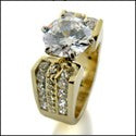 Engagement Round 3 Ct . Center Yellow gold Cubic Zirconia Cz Ring