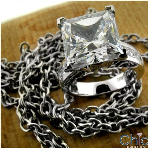 Engagement 6 Ct Princess Center Channel Cubic Zirconia Cz Ring